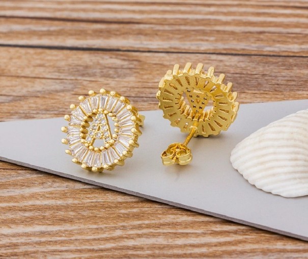 Pendientes colgantes con letras para mujer dorado W