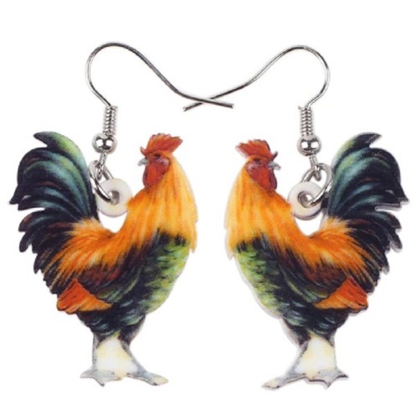 Pendientes colgantes de aves de corral para mujer 1