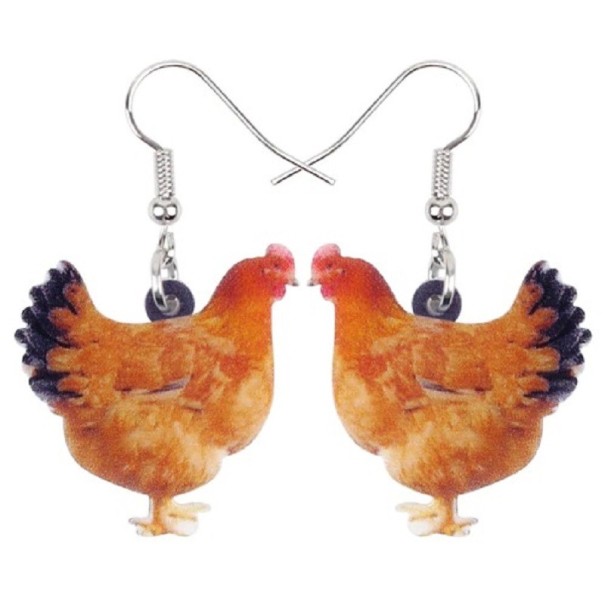Pendientes colgantes de aves de corral para mujer 4