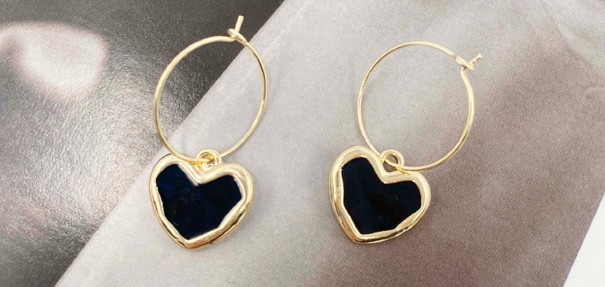 Pendientes colgantes de corazón para mujer G134 negro