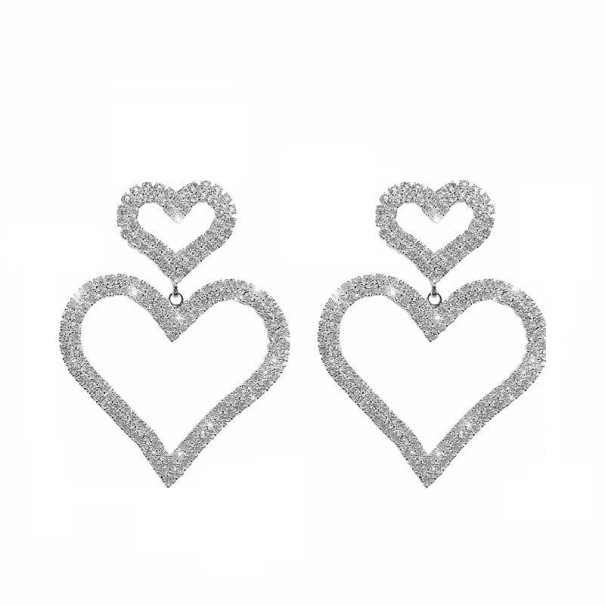 Pendientes colgantes de corazón para mujer plateado