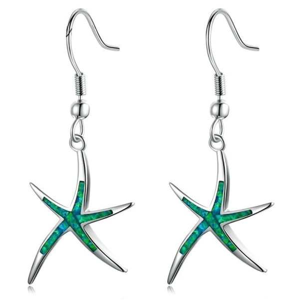 Pendientes colgantes de estrella de mar para mujer verde