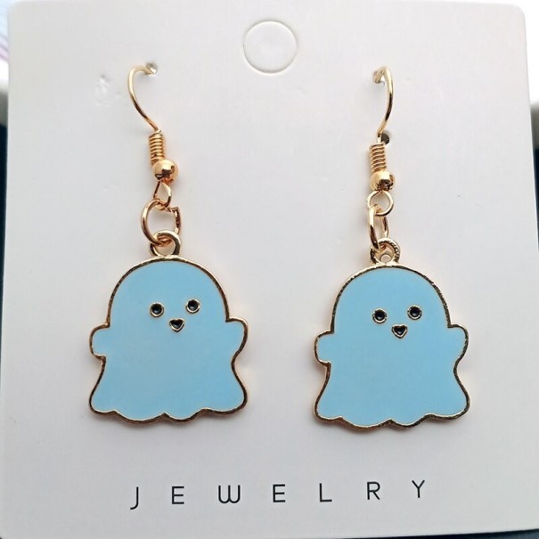 Pendientes colgantes de fantasma para mujer azul claro