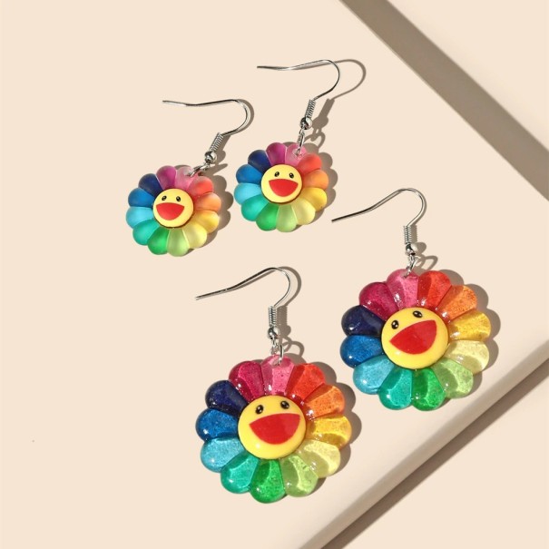 Pendientes colgantes de flores para mujer 2 pares 1