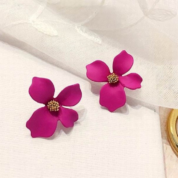 Pendientes colgantes de flores para mujer G1004 rosa oscuro