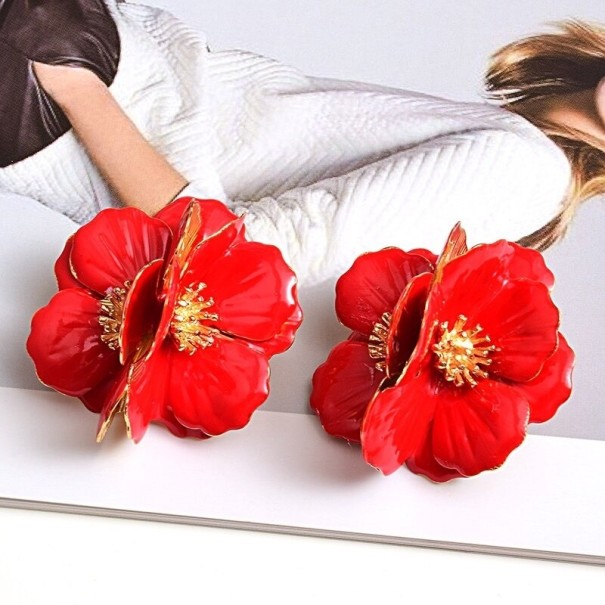 Pendientes colgantes de flores para mujer G1418 rojo