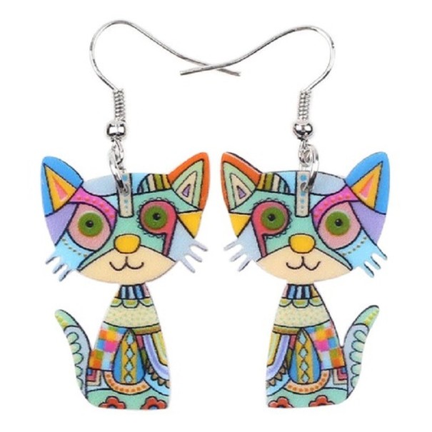 Pendientes colgantes de gato para mujer 3
