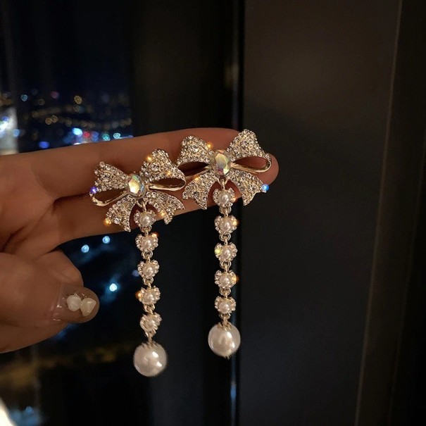 Pendientes colgantes de lazo para mujer 1