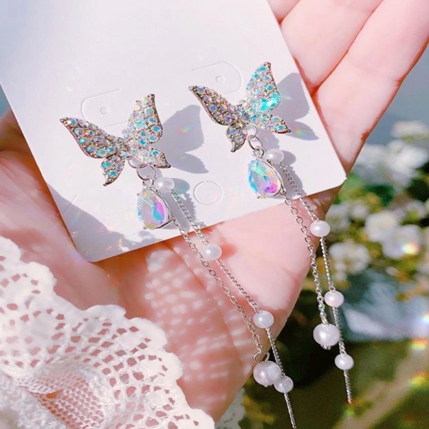 Pendientes colgantes de mariposa para mujer G1002 blanco