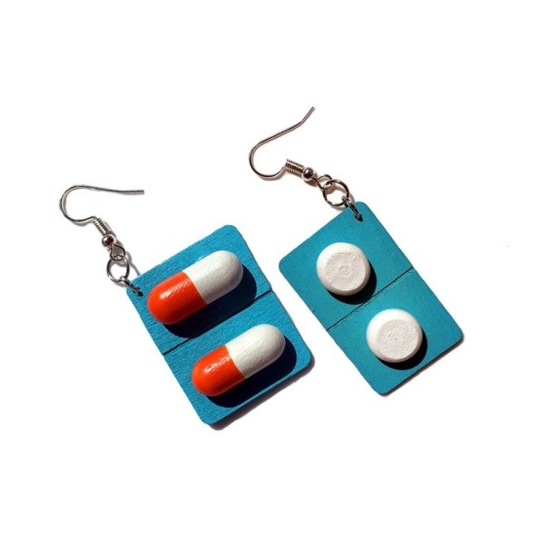 Pendientes colgantes de medicina para mujer azul 1
