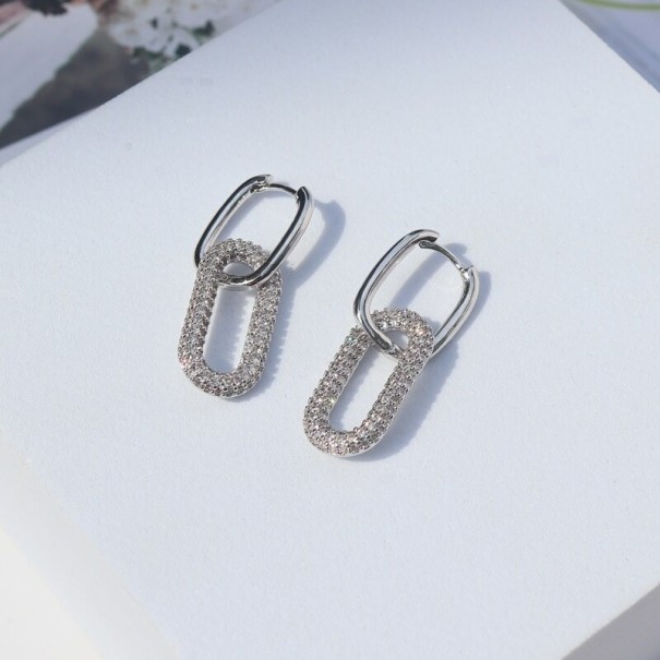 Pendientes colgantes de mujer con circonitas G141 plateado