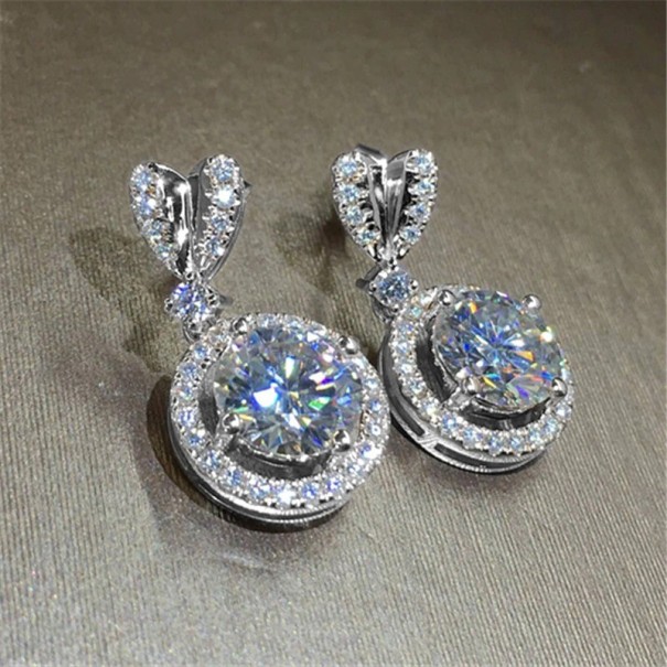 Pendientes colgantes de mujer con circonitas G402 plateado