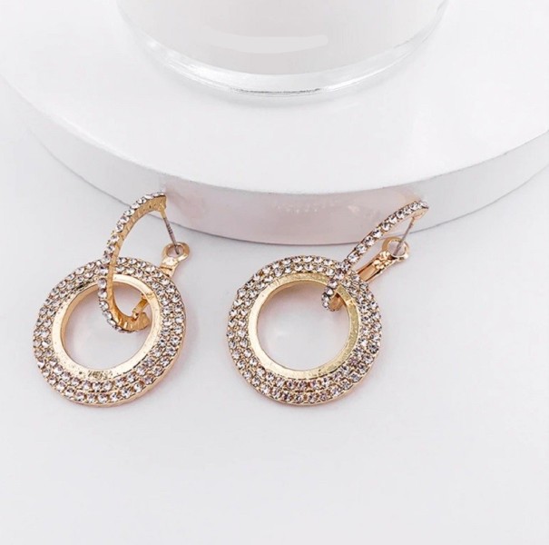 Pendientes colgantes de mujer con circonitas G421 dorado 2
