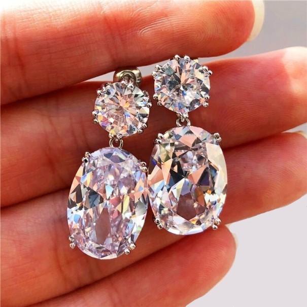 Pendientes colgantes de mujer con circonitas G496 blanco