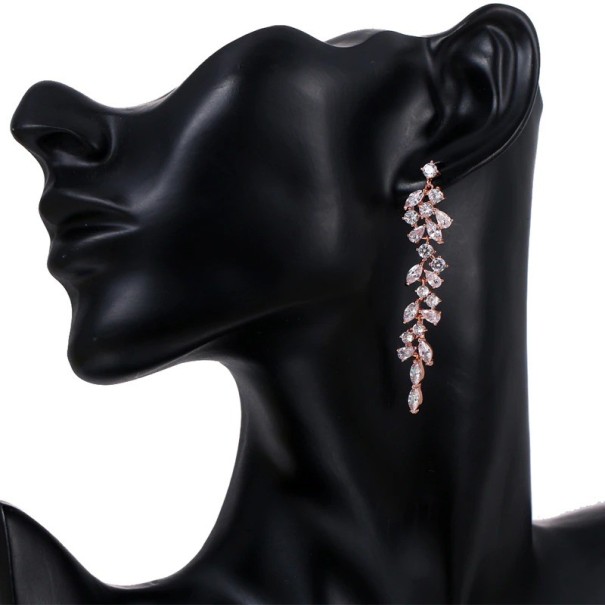 Pendientes colgantes de mujer con circonitas G501 dorado