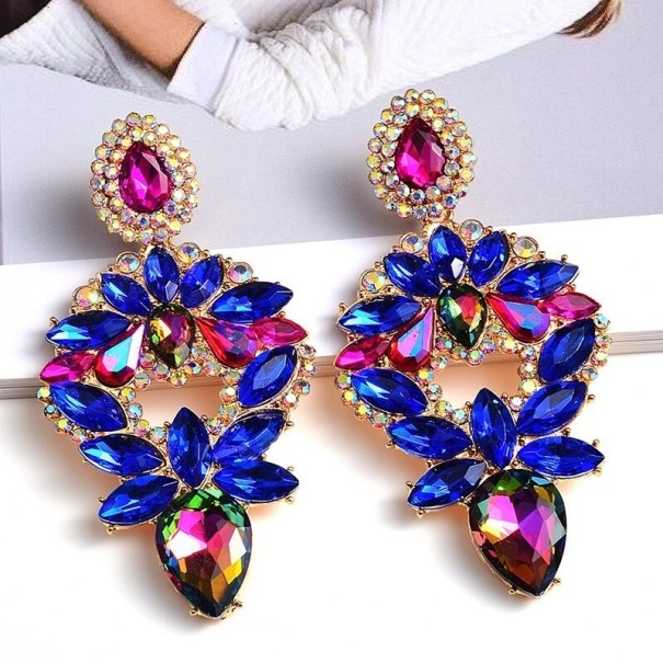 Pendientes colgantes de mujer con circonitas G582 azul