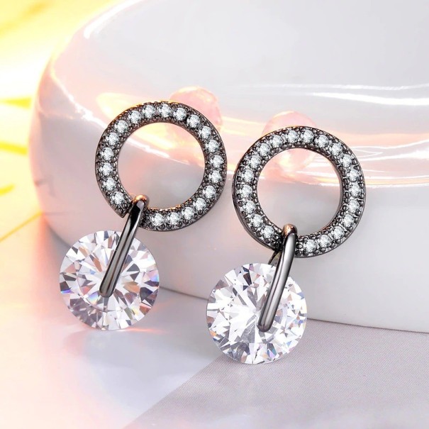 Pendientes colgantes de mujer con circonitas G638 negro