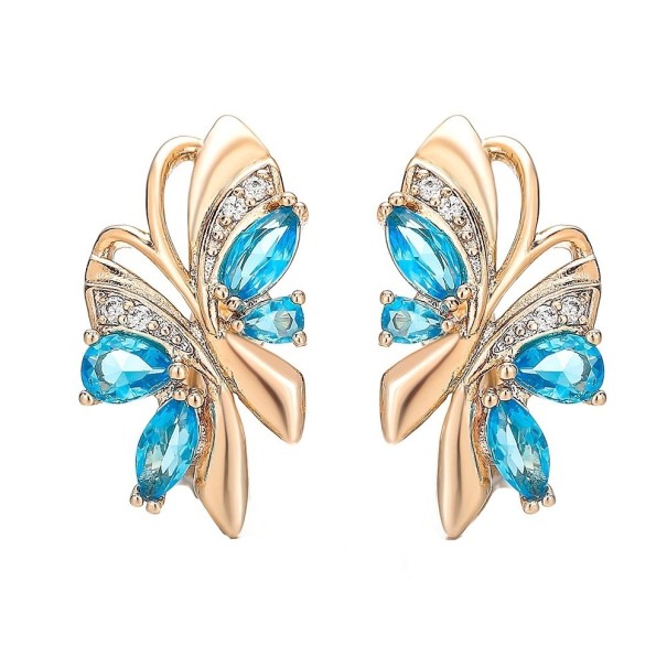 Pendientes colgantes de mujer con circonitas G682 azul