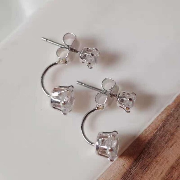 Pendientes colgantes de mujer con circonitas H865 plateado