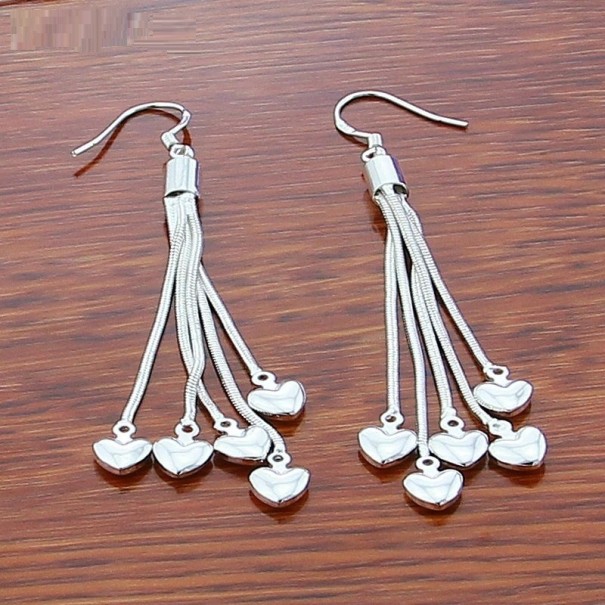 Pendientes colgantes de mujer con corazones G696 1