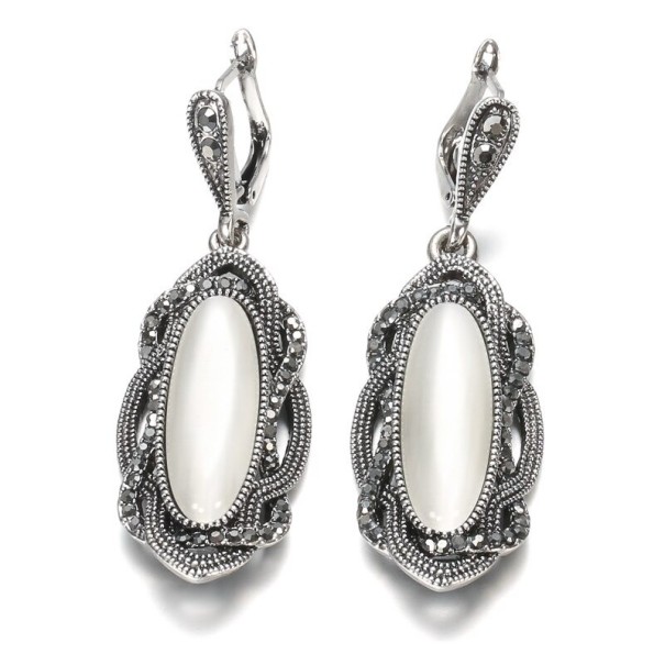 Pendientes colgantes de mujer con cristal G1107 blanco