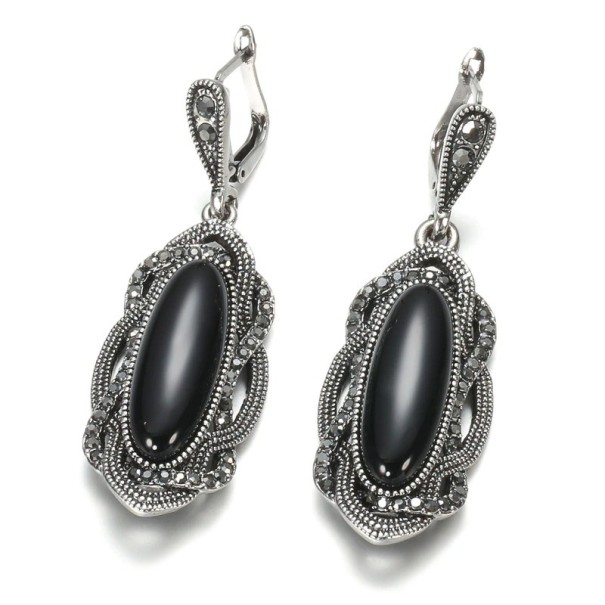 Pendientes colgantes de mujer con cristal G1107 negro