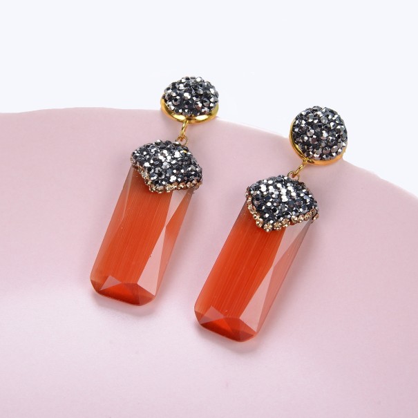 Pendientes colgantes de mujer con cristal G1135 naranja