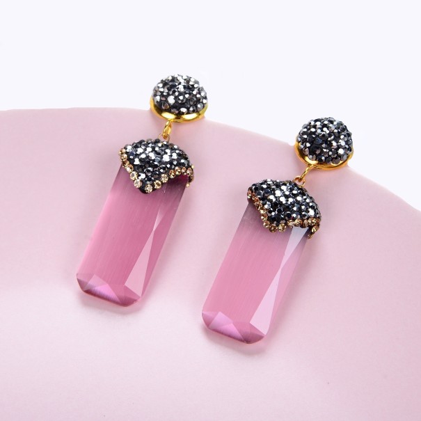 Pendientes colgantes de mujer con cristal G1135 rosa