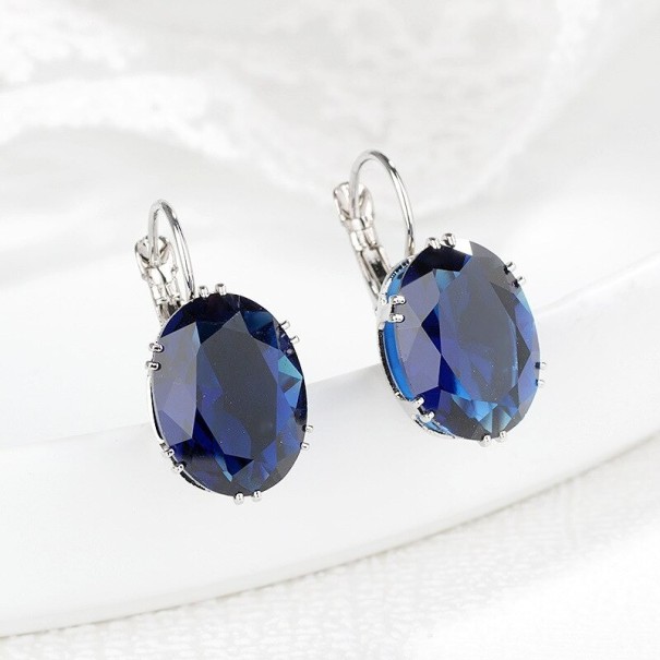 Pendientes colgantes de mujer con cristal G505 azul oscuro