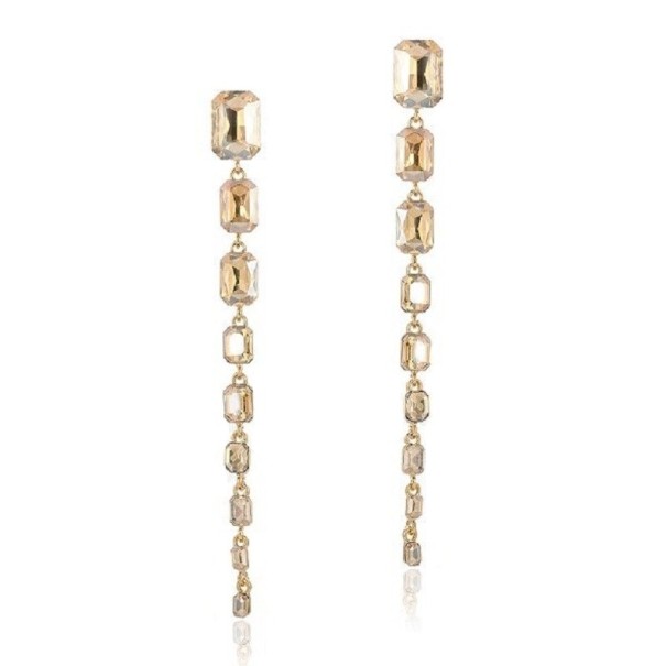 Pendientes colgantes de mujer con cristales G1294 crema