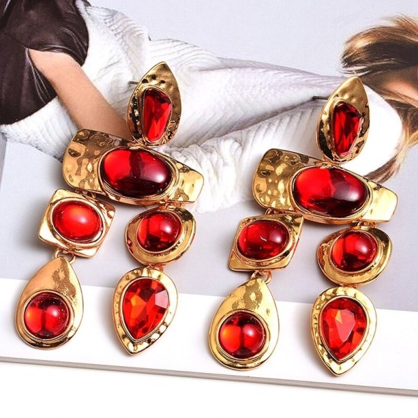 Pendientes colgantes de mujer con cristales G808 rojo