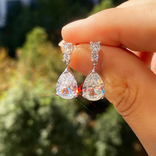 Pendientes colgantes de mujer con cristales G853 blanco