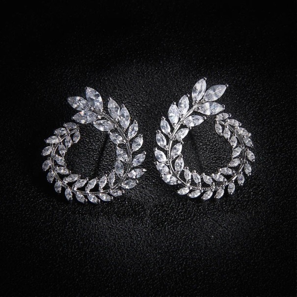 Pendientes colgantes de mujer con cristales G922 plateado