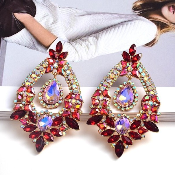 Pendientes colgantes de mujer con cristales G971 rojo