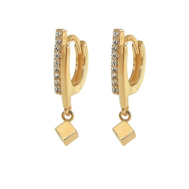 Pendientes colgantes de mujer con cubos dorado