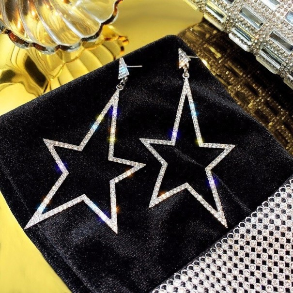 Pendientes colgantes de mujer con estrella plateado