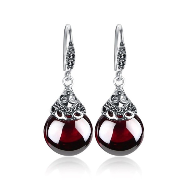 Pendientes colgantes de mujer con granates 1