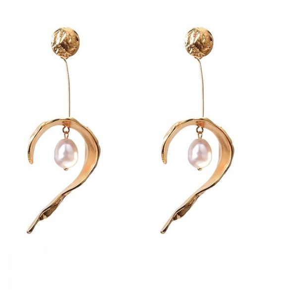 Pendientes colgantes de mujer con perla G466 dorado
