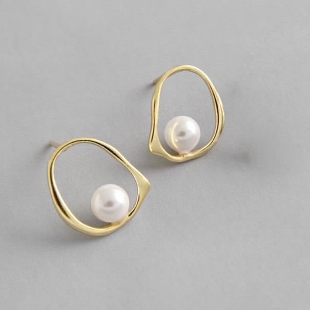 Pendientes colgantes de mujer con perla G611 dorado