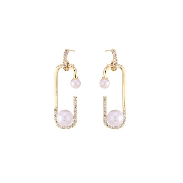 Pendientes colgantes de mujer con perla y circonitas G302 1