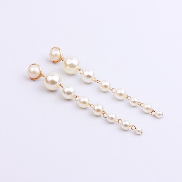 Pendientes colgantes de mujer con perlas G1100 blanco