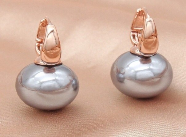 Pendientes colgantes de mujer con perlas G312 rosa viejo 3