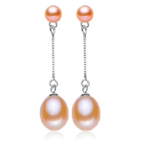 Pendientes colgantes de mujer con perlas R109 rosa