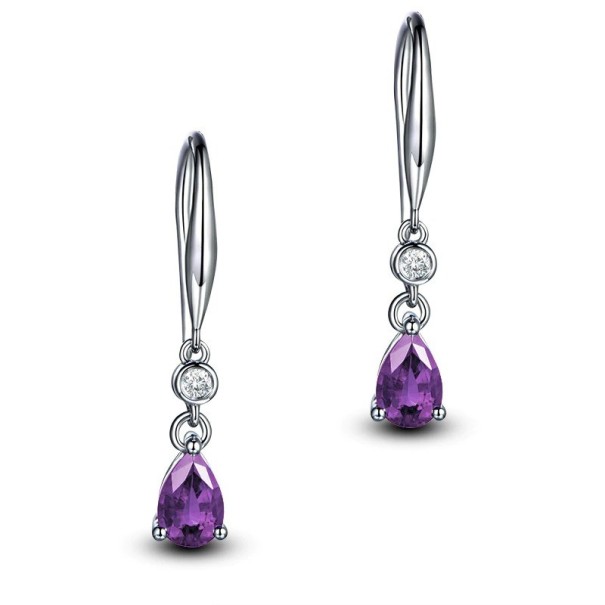 Pendientes colgantes de mujer con piedra R61 morado