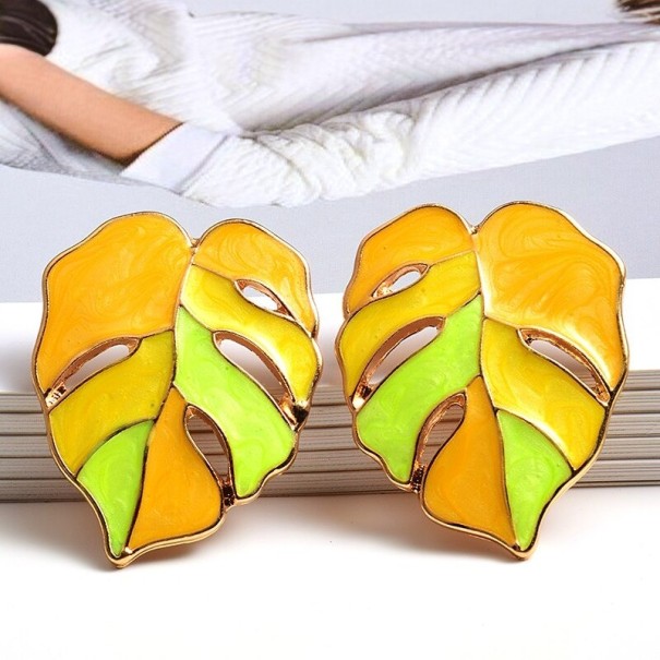 Pendientes colgantes de mujer hojas G1075 amarillo
