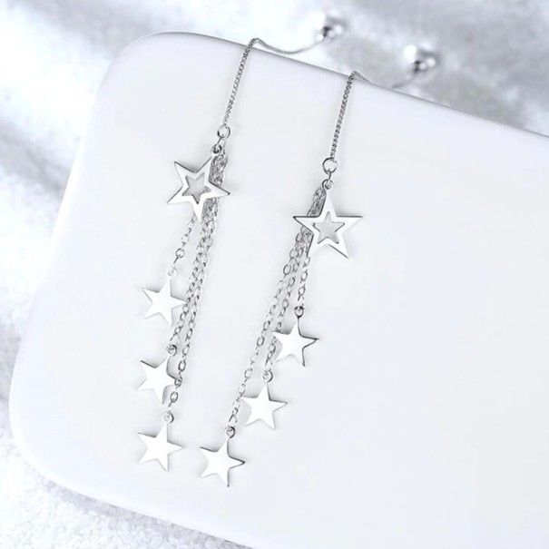 Pendientes colgantes de mujer R101 plateado 4