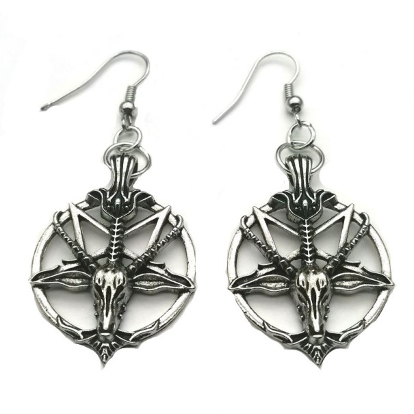 Pendientes colgantes de pentagrama para mujer plateado