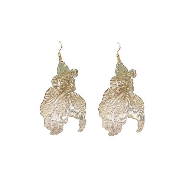 Pendientes colgantes de pez para mujer dorado