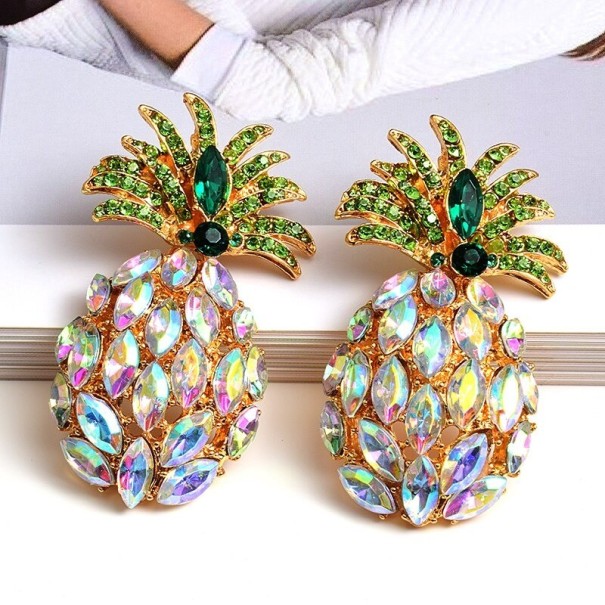 Pendientes colgantes de piña para mujer blanco