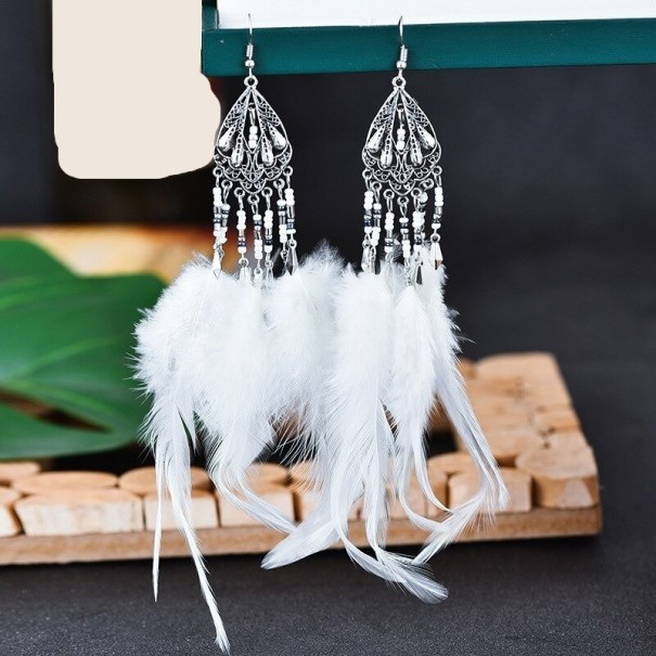 Pendientes colgantes de plumas para mujer G642 13